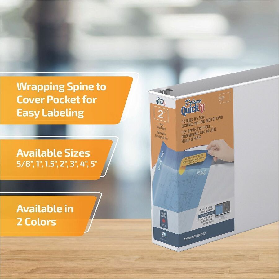 2" Binder Capacity - 11" x 17" Sheet Size - 475 Sheet Capacity - 3 x 2" Ring(s) - Fastener(s): D-Ring - Pocket(s): Internal - Polypropylene - White - Recycled - Clear Overlay, Locking Ring, Heavy Duty, Easy Insert Spine, Antimicrobial, Durable - 1 Each