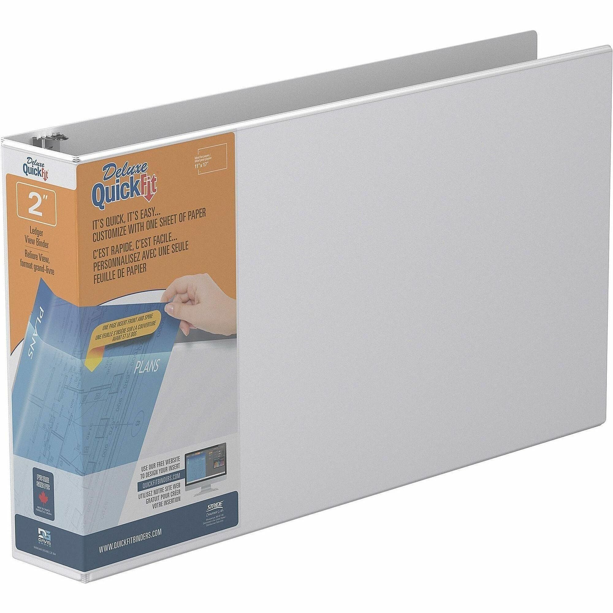2" Binder Capacity - 11" x 17" Sheet Size - 475 Sheet Capacity - 3 x 2" Ring(s) - Fastener(s): D-Ring - Pocket(s): Internal - Polypropylene - White - Recycled - Clear Overlay, Locking Ring, Heavy Duty, Easy Insert Spine, Antimicrobial, Durable - 1 Each