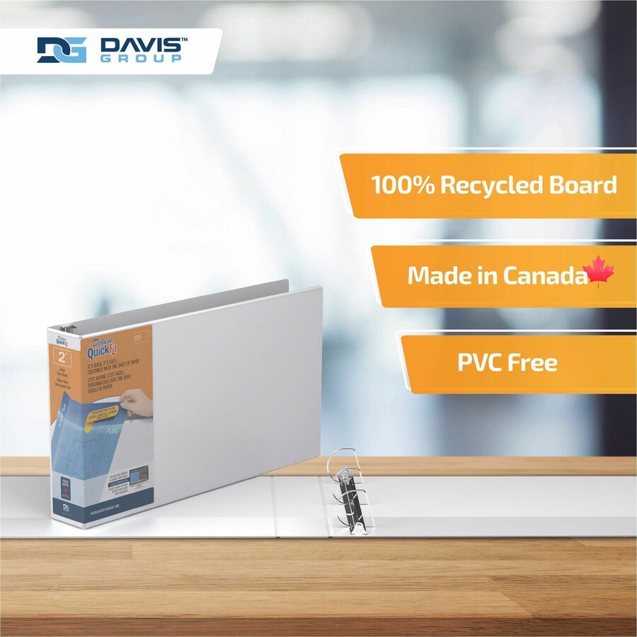 2" Binder Capacity - 11" x 17" Sheet Size - 475 Sheet Capacity - 3 x 2" Ring(s) - Fastener(s): D-Ring - Pocket(s): Internal - Polypropylene - White - Recycled - Clear Overlay, Locking Ring, Heavy Duty, Easy Insert Spine, Antimicrobial, Durable - 1 Each