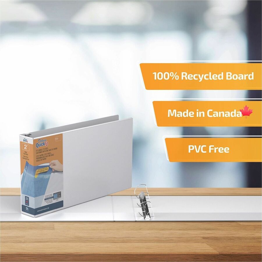 2" Binder Capacity - 11" x 17" Sheet Size - 475 Sheet Capacity - 3 x 2" Ring(s) - Fastener(s): D-Ring - Pocket(s): Internal - Polypropylene - White - Recycled - Clear Overlay, Locking Ring, Heavy Duty, Easy Insert Spine, Antimicrobial, Durable - 1 Each
