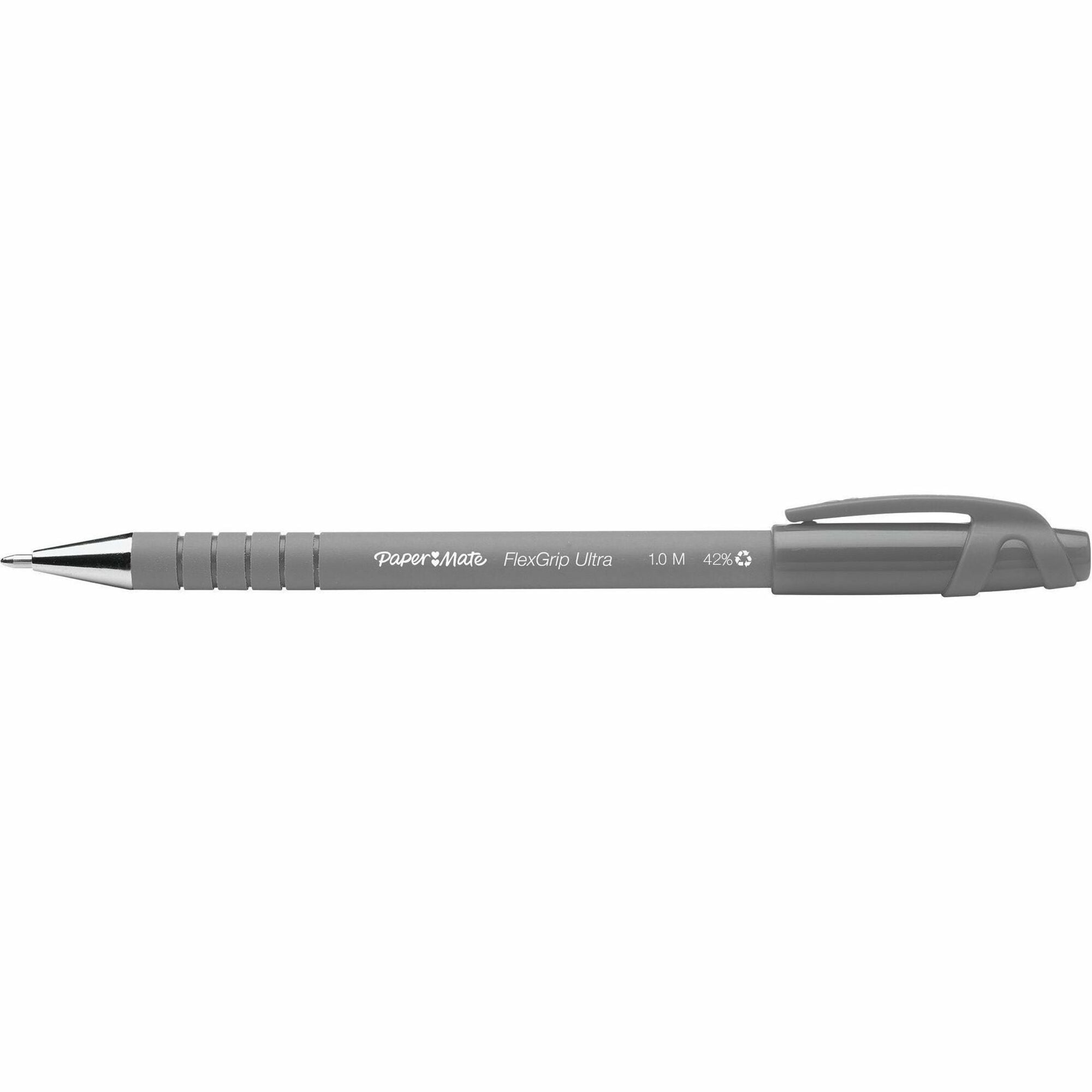 Paper Mate Flexgrip Ultra Retractable Pens - Medium Pen Point - Refillable - Retractable - Black Ink - Alcohol Based - Rubber Barrel - 1 Dozen
