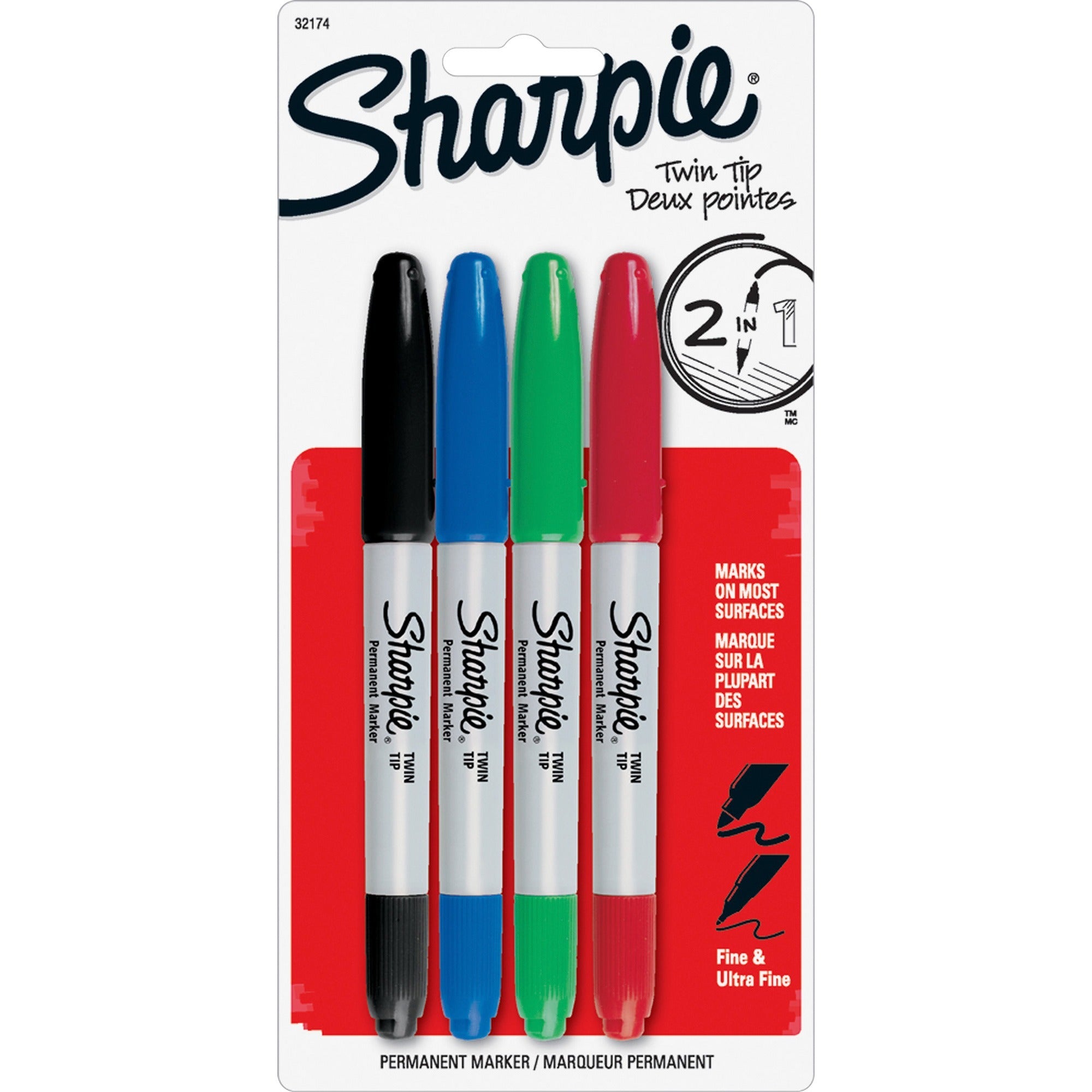 1 mm Ultra Fine, 0.3 mm Fine Marker Point - Black, Red, Blue, Green Ink - Alcohol Based - 4 / Set