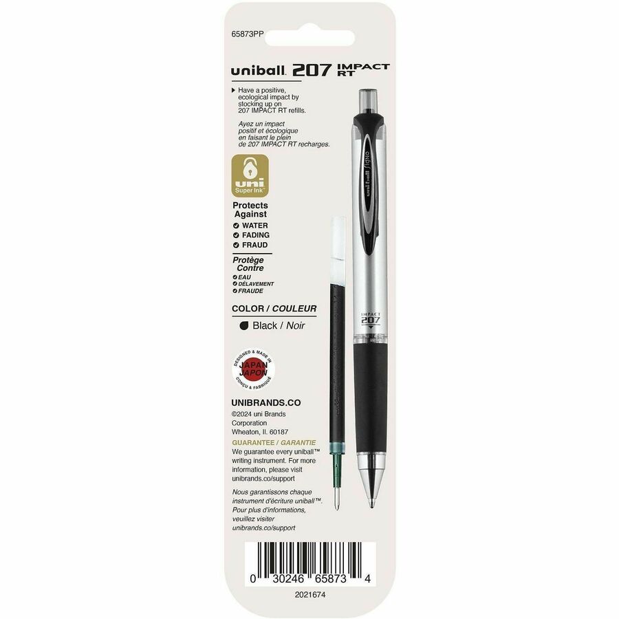 uniball™ 207 Impact RT Gel Pen Refill - 1 mm , Bold Point - Black Ink - Acid-free, Fade Proof, Water Proof, Super Ink - 1 Pack