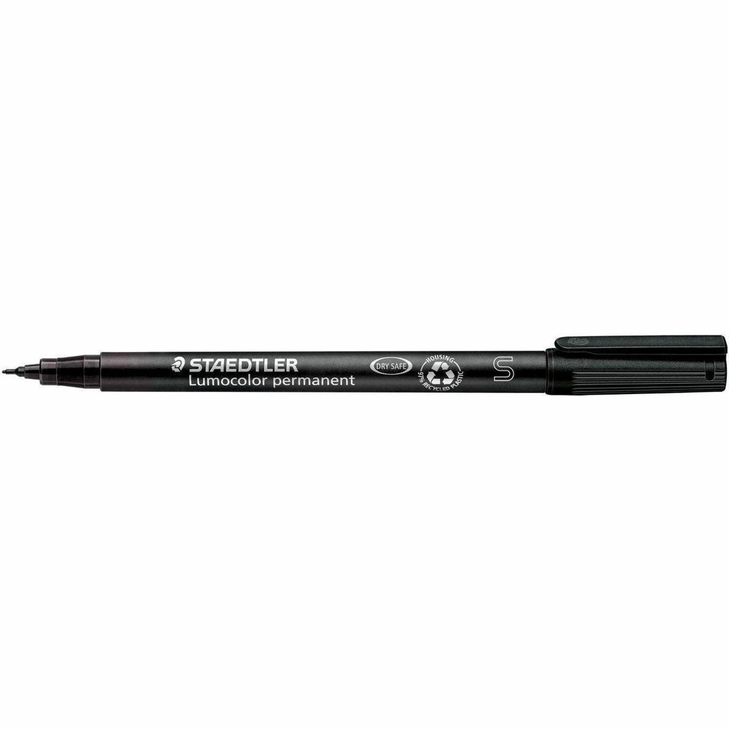 0.4 mm Super Fine Marker Point - Refillable - Black Ink - Black Polypropylene Barrel - Writing - 10 / Box