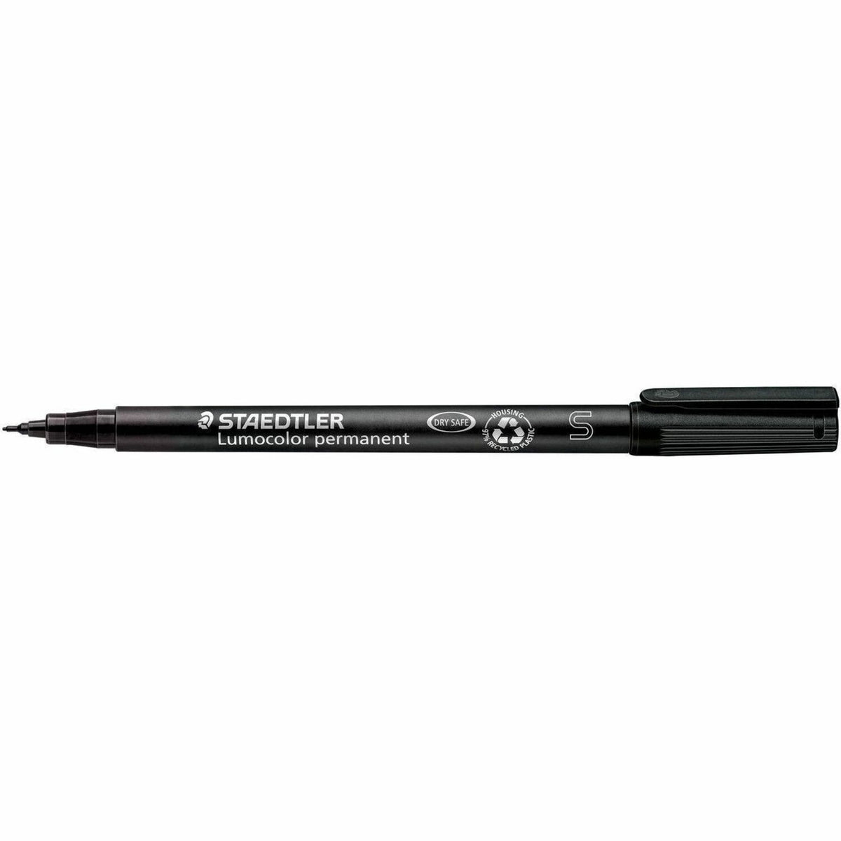 Lumocolor Permanent Pen 313 Permanent Universal Pen S - Refillable - Black Ink - Black Polypropylene Barrel - Writing - 10 / Box