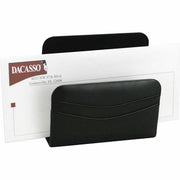 Dacasso Letter Holder - 5" Height x 2.3" Width x 5.5" Length - Leather - Black - 1 Each