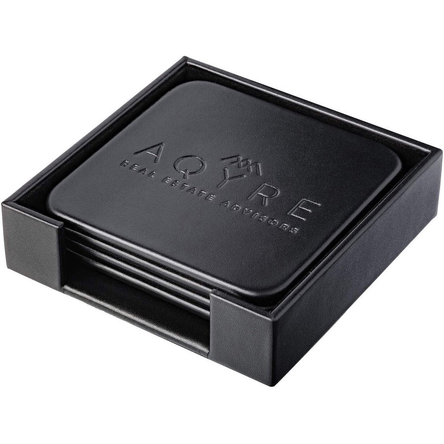 Dacasso Leather Coasters - Set of 4 Square with Holder
