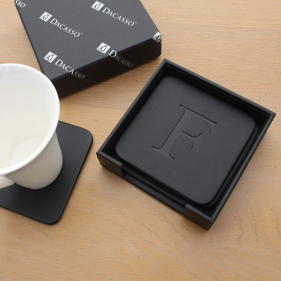 Dacasso Leather Coasters - Set of 4 Square with Holder