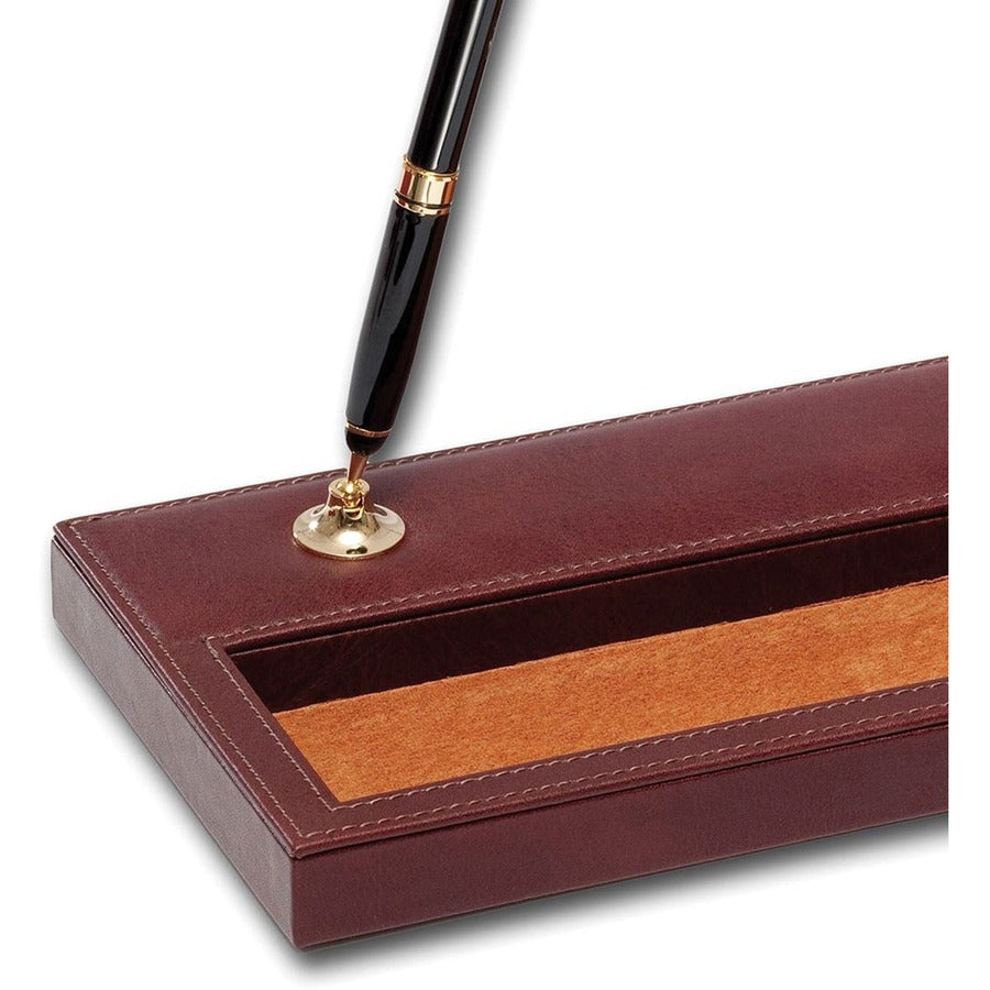 Dacasso Double Pen Stand - 5.4" Height x 11.1" Width x 1" Depth - Leather - 1 Each