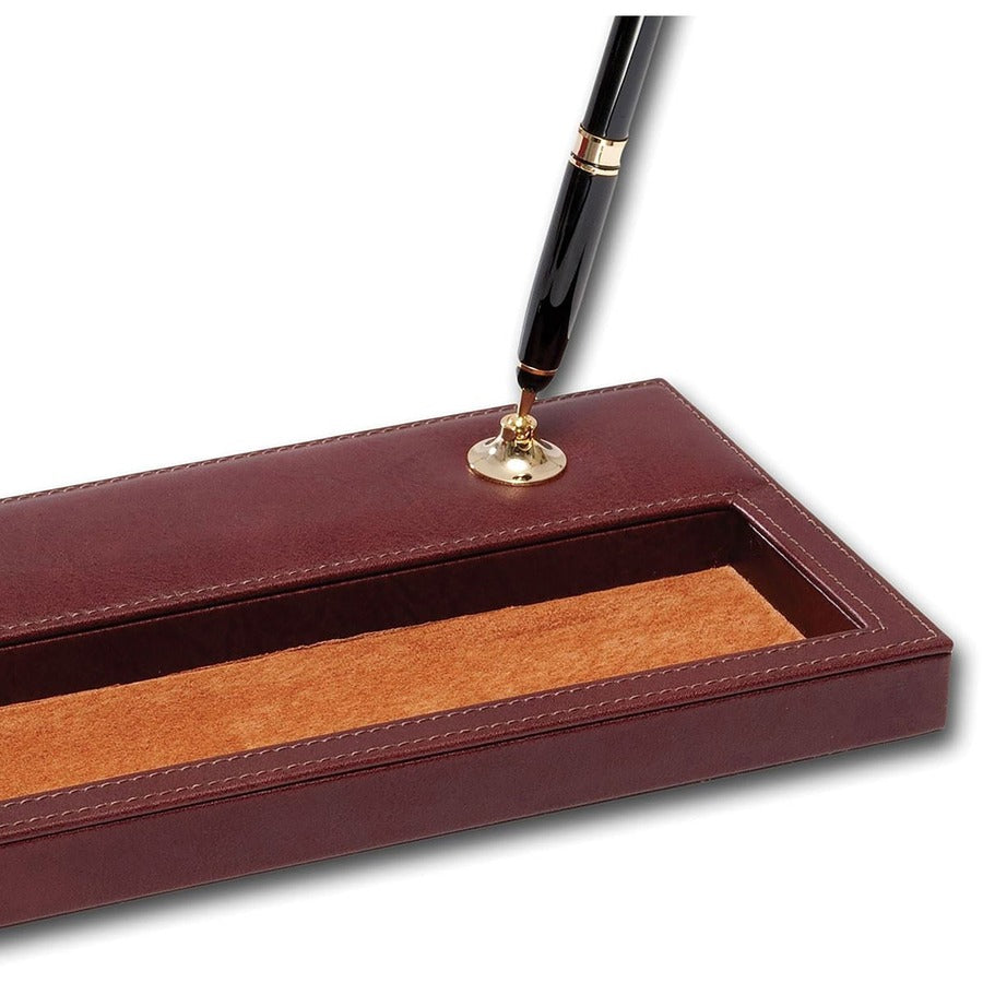 Dacasso Double Pen Stand - 5.4" Height x 11.1" Width x 1" Depth - Leather - 1 Each