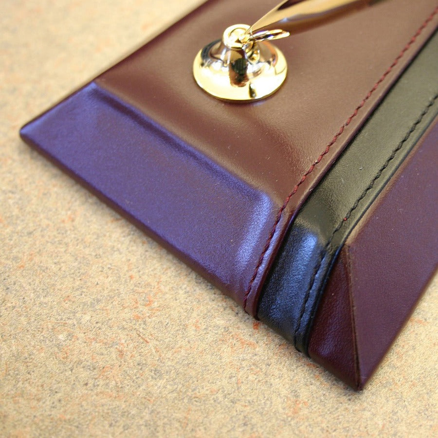Dacasso Double Pen Stand - Leather - Burgundy - 1 Each