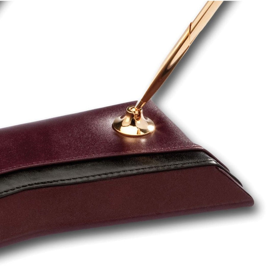 Dacasso Double Pen Stand - Leather - Burgundy - 1 Each