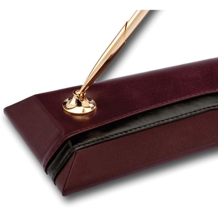 Dacasso Double Pen Stand - Leather - Burgundy - 1 Each
