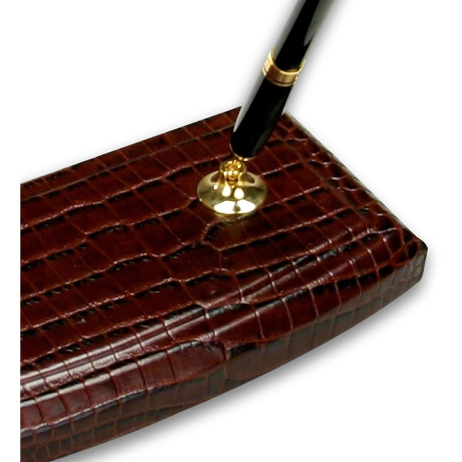 Dacasso Double Pen Stand - Leather - Brown - 1 Each