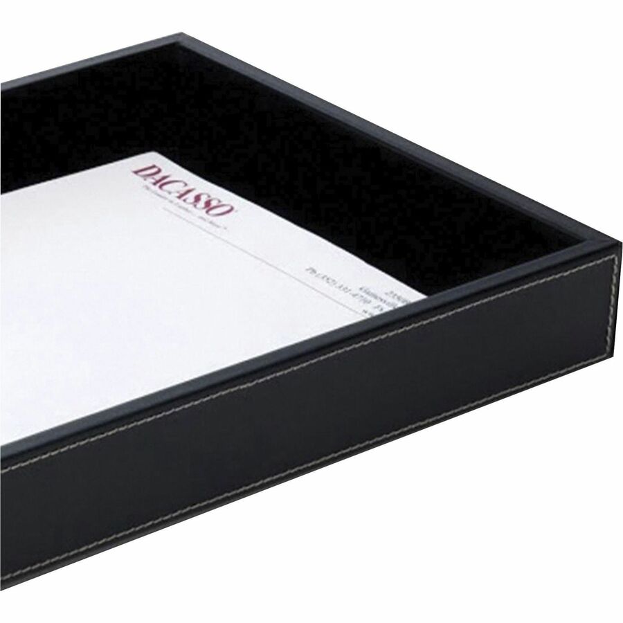 Dacasso Single Front Load Tray - 2" x 10.6" - Leather - Black