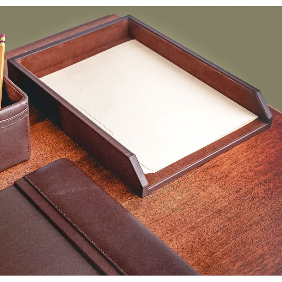 Dacasso Single Front Load Tray - 2" x 10.5" - Leather - Chocolate