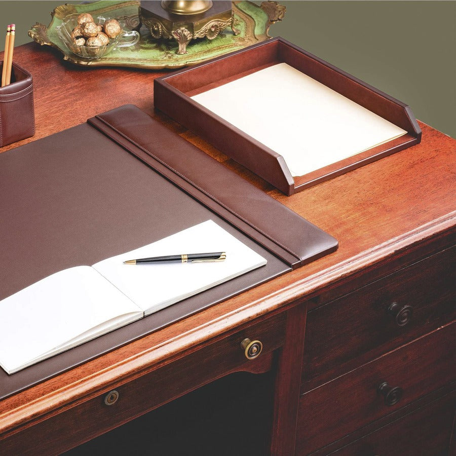Dacasso Single Front Load Tray - 2" x 10.5" - Leather - Chocolate