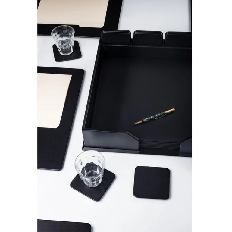Dacasso Leather Conference Room Set - Leather, Velveteen - Black - 1 Each