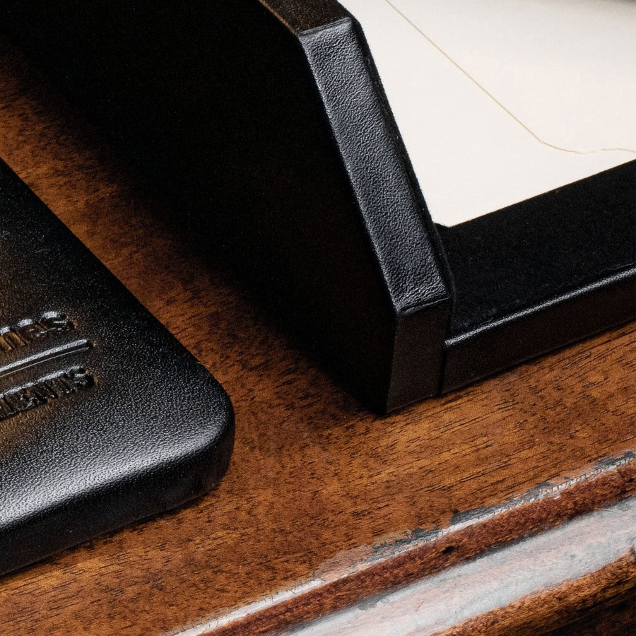 Dacasso Front Load Letter/Legal Tray - 2.5" x 10.5" - Leather - Black