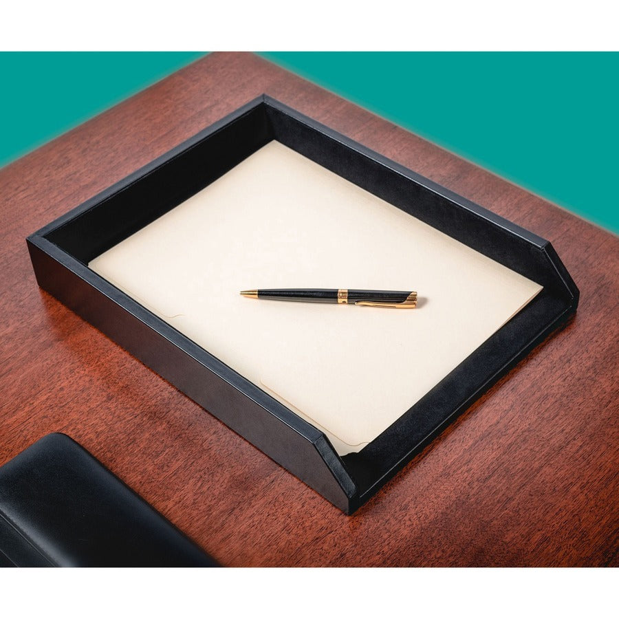 Dacasso Front Load Letter/Legal Tray - 2.5" x 10.5" - Leather - Black