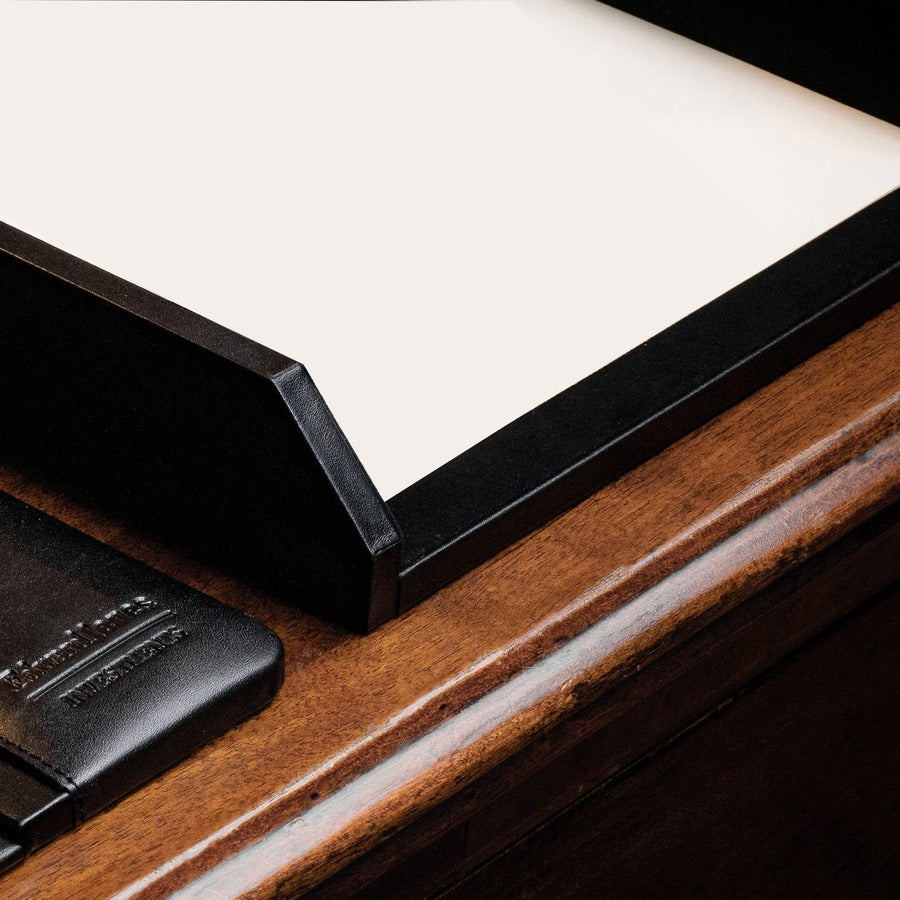 Dacasso Front Load Letter/Legal Tray - 2.5" x 10.5" - Leather - Black