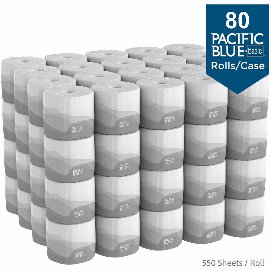 2 Ply - 4.05" Width x 4" Length - 550 Sheets/Roll - White - 80 / Carton