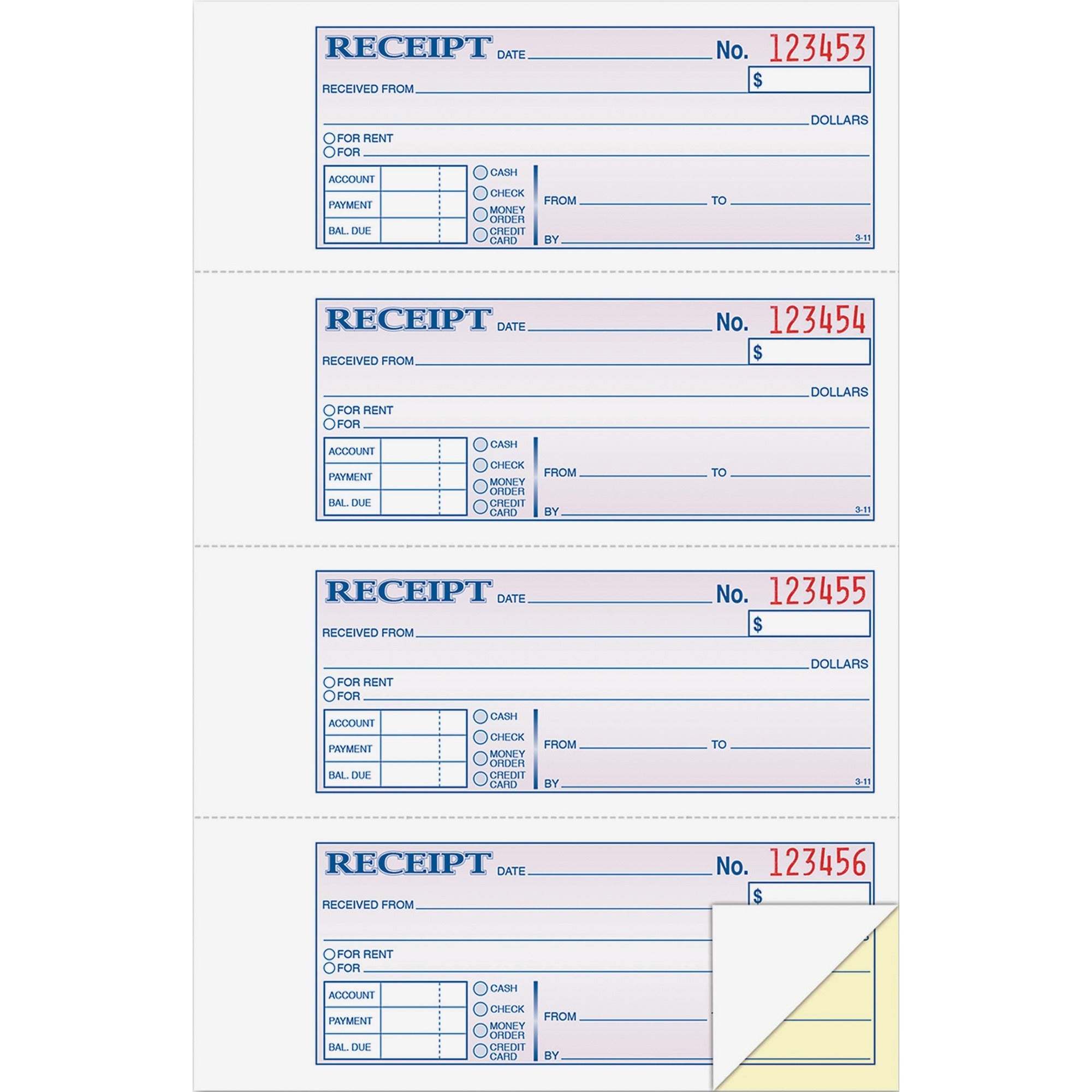 200 Sheet(s) - Tape Bound - 2 Part - Carbonless Copy - 7.62" x 11" Sheet Size - White - 1 Each