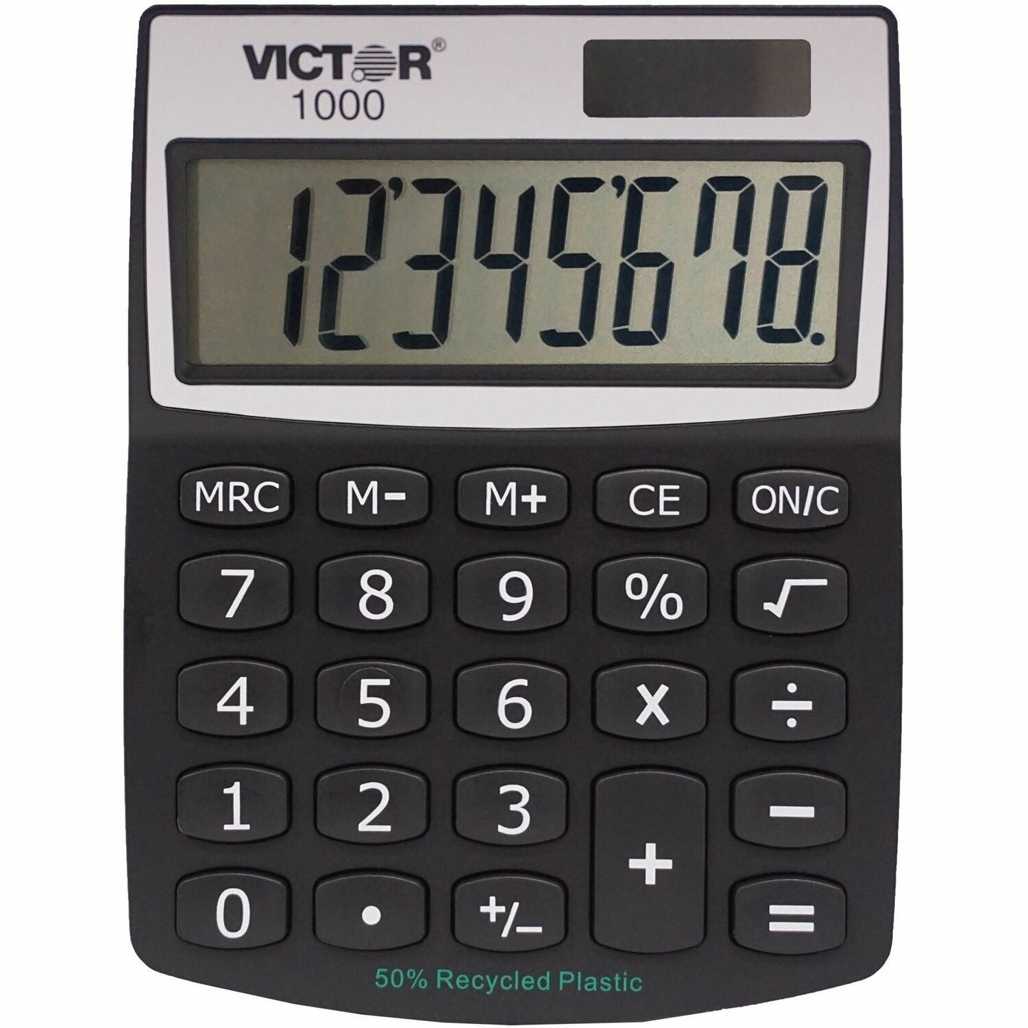 Large LCD, Battery Backup, Independent Memory, Plastic Key, Dual Power - 0.71" - 8 Digits - LCD - Battery/Solar Powered - 0.5" Height x 3.3" Width x 4.3" Depth - Black - Plastic - 1 Each