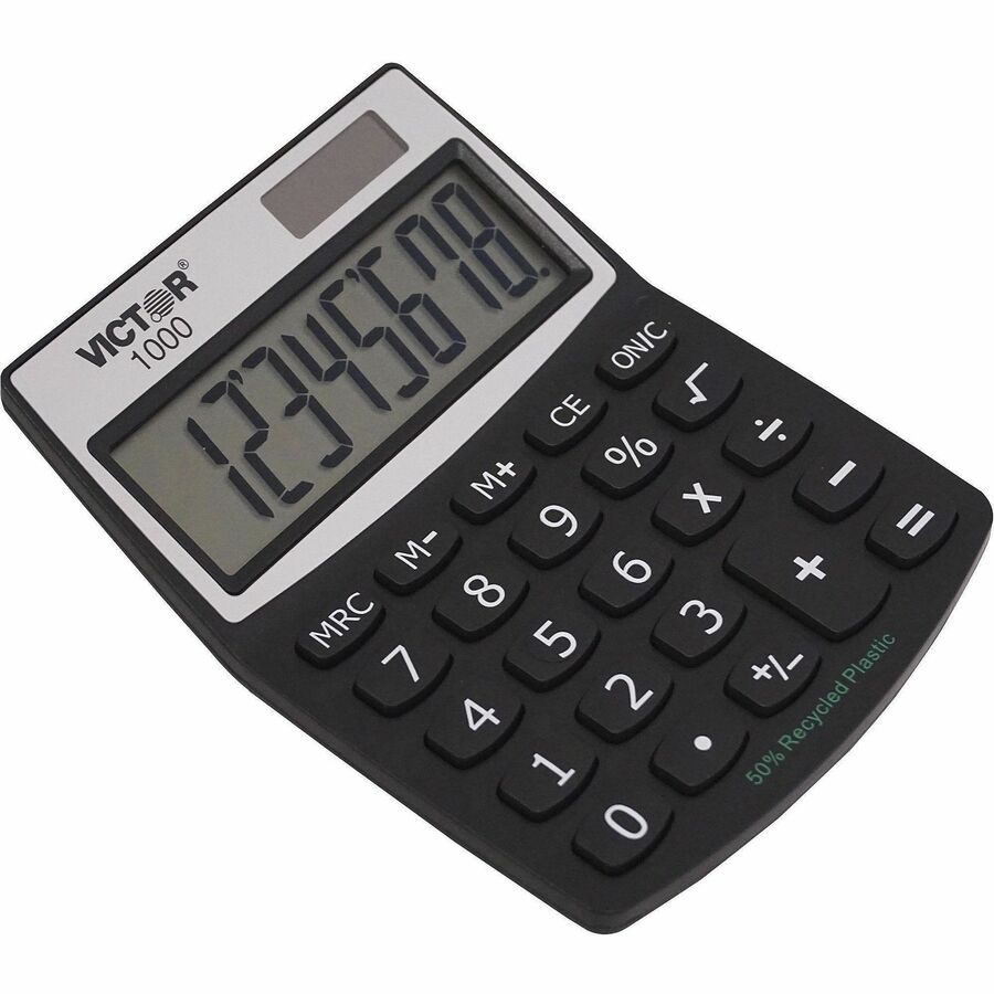 Large LCD, Battery Backup, Independent Memory, Plastic Key, Dual Power - 0.71" - 8 Digits - LCD - Battery/Solar Powered - 0.5" Height x 3.3" Width x 4.3" Depth - Black - Plastic - 1 Each