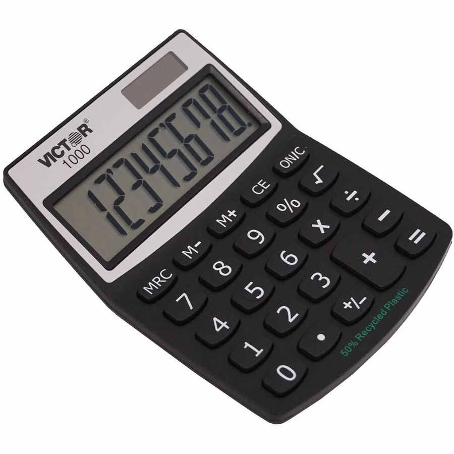 Large LCD, Battery Backup, Independent Memory, Plastic Key, Dual Power - 0.71" - 8 Digits - LCD - Battery/Solar Powered - 0.5" Height x 3.3" Width x 4.3" Depth - Black - Plastic - 1 Each
