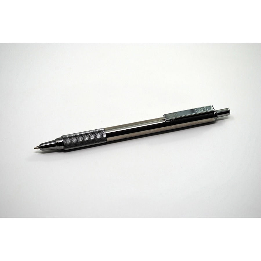 0.7 mm Fine Pen Point - Refillable - Retractable - Black Ink - Stainless Steel Barrel - 1 Each