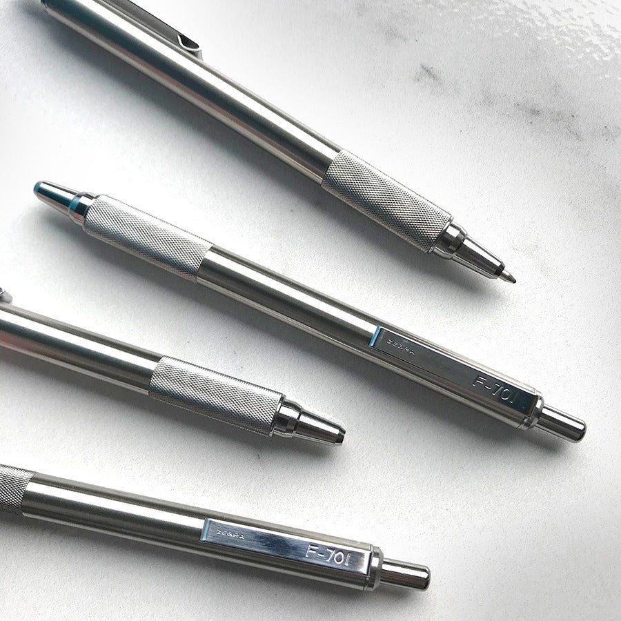0.7 mm Fine Pen Point - Refillable - Retractable - Black Ink - Stainless Steel Barrel - 1 Each