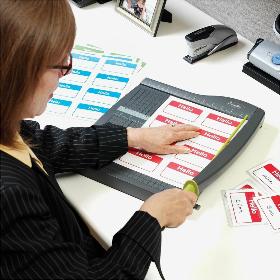 10 Sheet Cutting Capacity - 12" Cutting Length - 1.5" Height x 12.8" Width x 12" Length - Lightweight, Dual Scale Ruler, Alignment Grid, Safety Guard, Locking Latch, Non-slip Rubber Feet, Handle - Plastic - Graphite - 1 Each