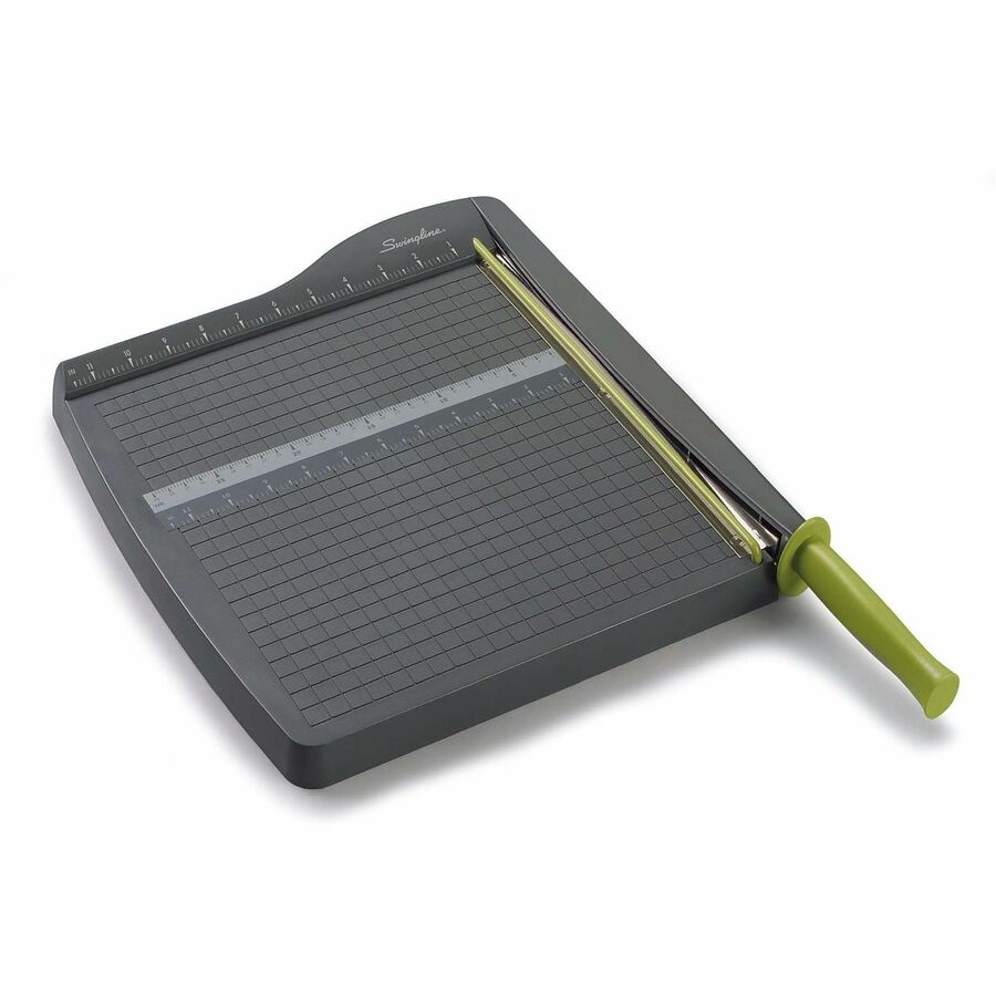 10 Sheet Cutting Capacity - 12" Cutting Length - 1.5" Height x 12.8" Width x 12" Length - Lightweight, Dual Scale Ruler, Alignment Grid, Safety Guard, Locking Latch, Non-slip Rubber Feet, Handle - Plastic - Graphite - 1 Each