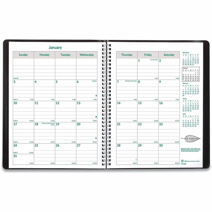 Blueline EcoLogix 14-Month Monthly Planner, 11" x 8-1/2" , English
