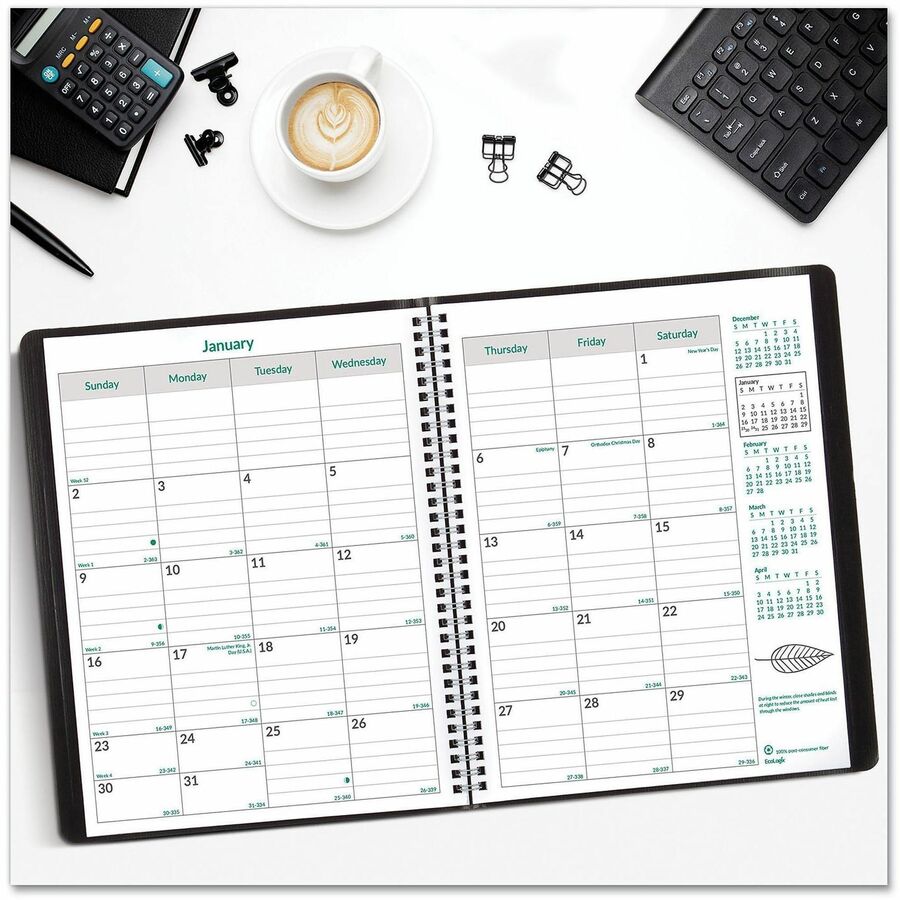Blueline EcoLogix 14-Month Monthly Planner, 11" x 8-1/2" , English