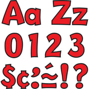 Trend 4" Ready Letter Playful Combo Pack - 83 x Lowercase Letters, 59 x Capital Letter, 36 x Punctuation Marks, 18 x Spanish Accent Mark Shape - Pin-up - Pin Style - Pre-punched - 4" Height x 9" Length - Red - 3 / Pack