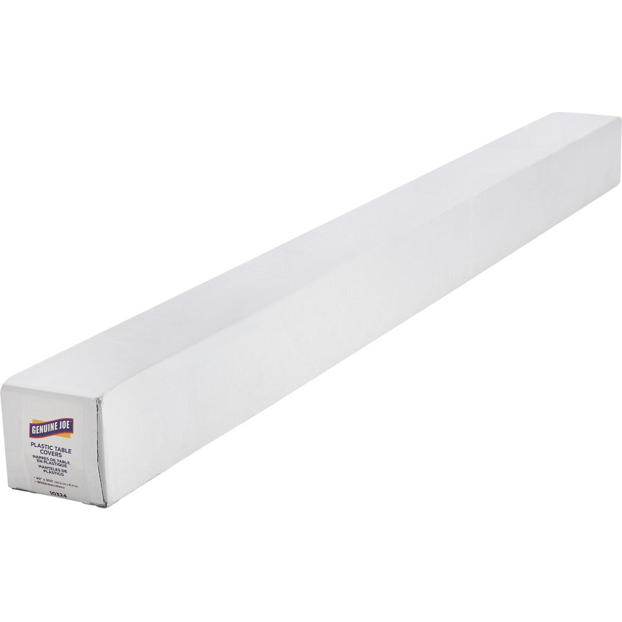 Genuine Joe Banquet-Size Plastic Tablecover - 300 ft Length x 40" Width - Plastic - White - 1 Roll