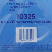 Genuine Joe Plastic Rectangular Table Covers - 108" Length x 54" Width - Plastic - Blue - 6 / Pack