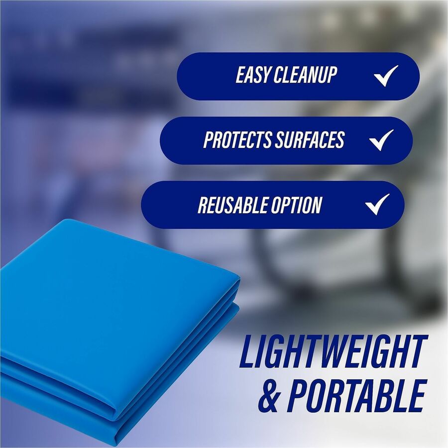 Genuine Joe Plastic Rectangular Table Covers - 108" Length x 54" Width - Plastic - Blue - 6 / Pack
