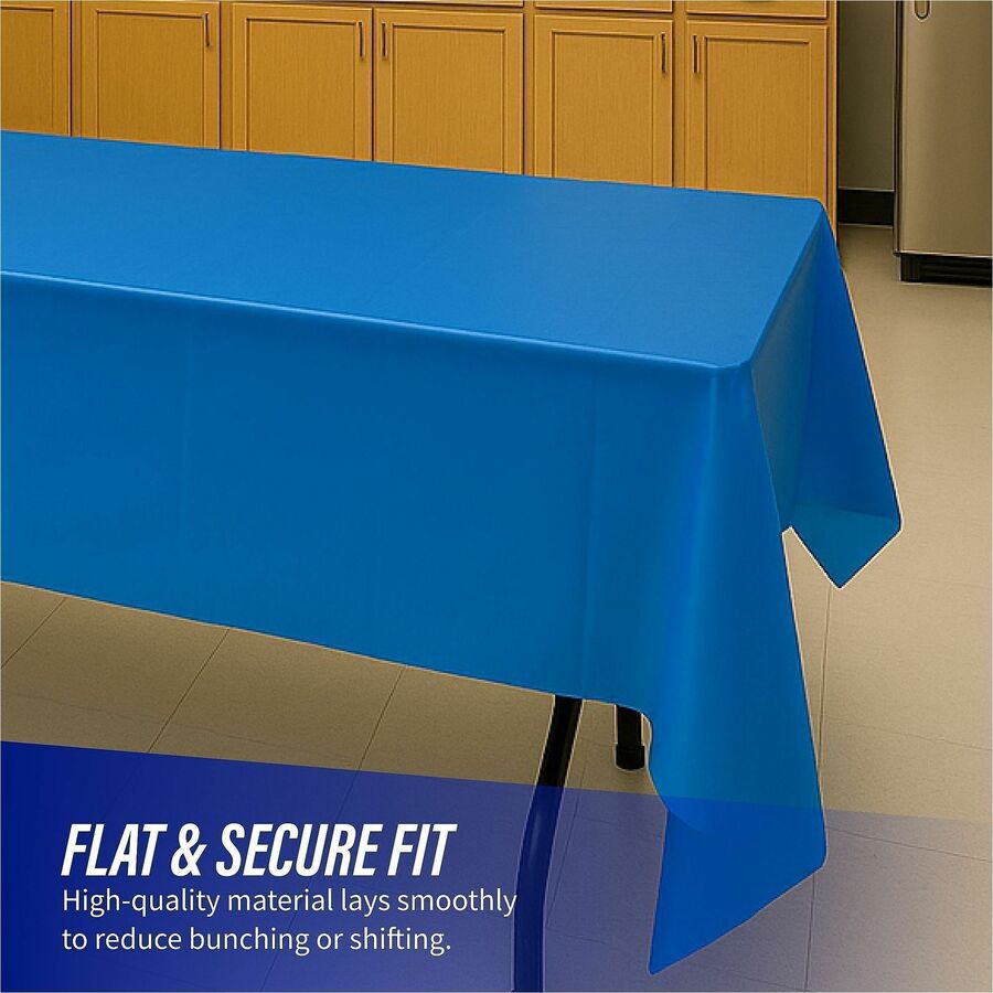 Genuine Joe Plastic Rectangular Table Covers - 108" Length x 54" Width - Plastic - Blue - 6 / Pack