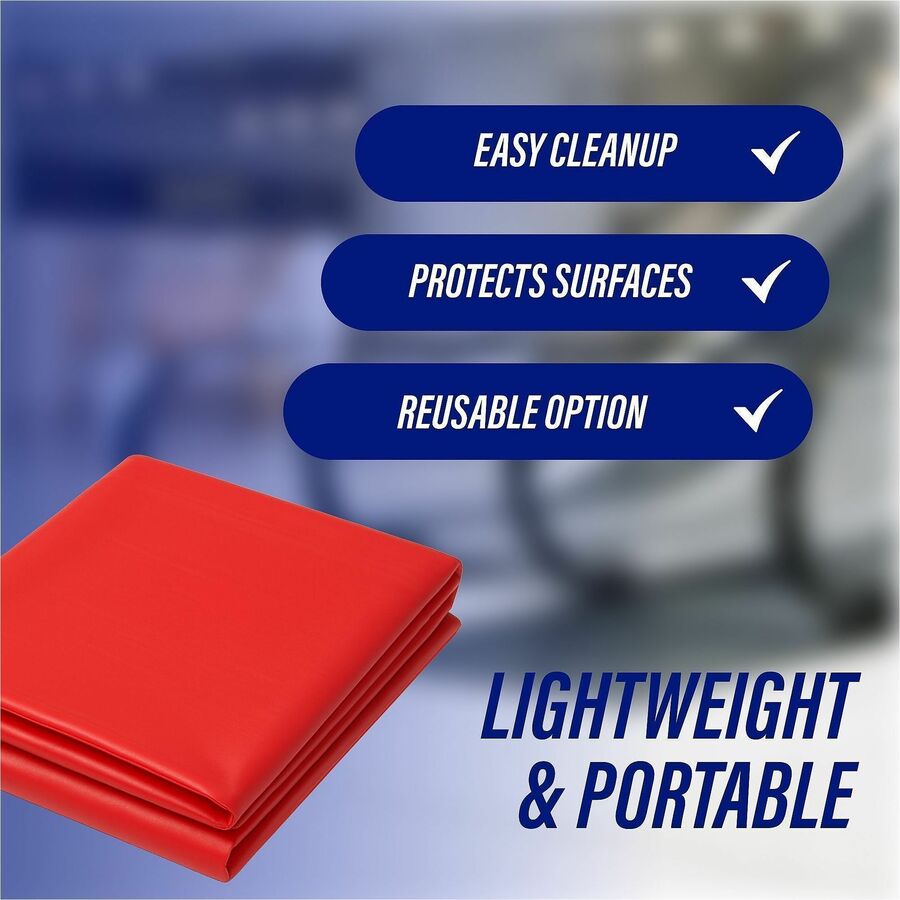 Genuine Joe Plastic Rectangular Table Covers - 108" Length x 54" Width - Plastic - Red - 6 / Pack