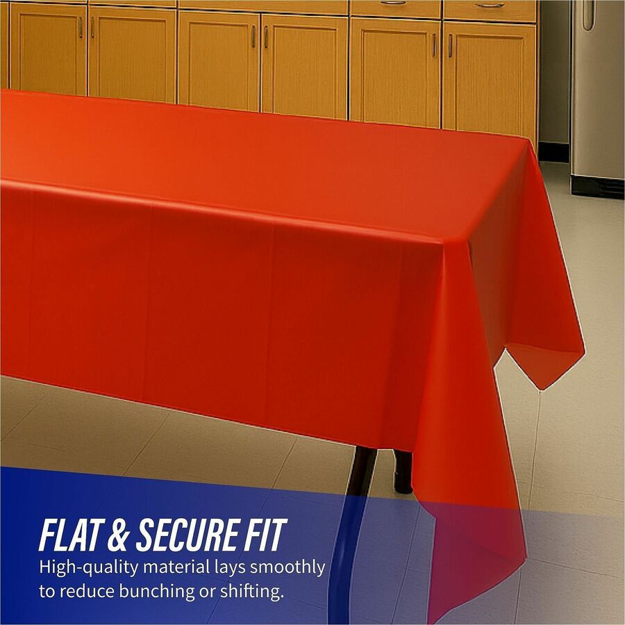 Genuine Joe Plastic Rectangular Table Covers - 108" Length x 54" Width - Plastic - Red - 6 / Pack