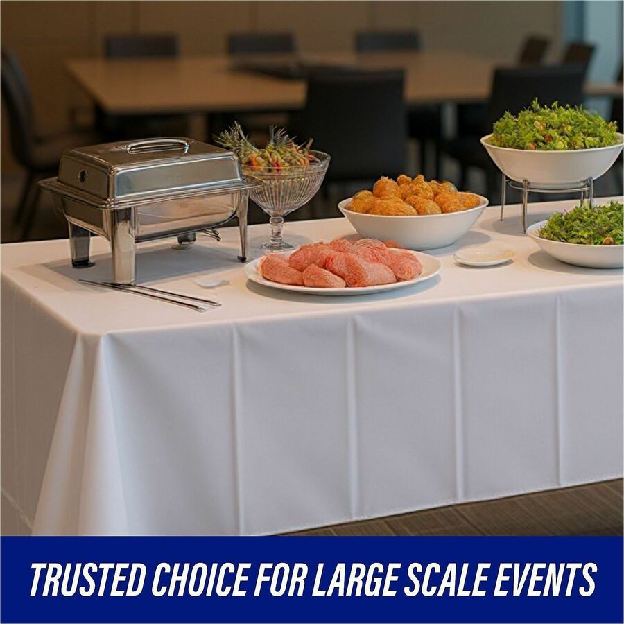 Genuine Joe Plastic Rectangular Table Covers - 108" Length x 54" Width - Plastic - White - 6 / Pack