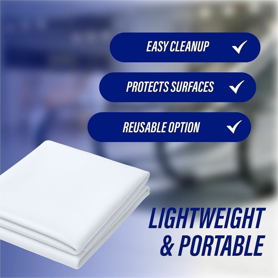 Genuine Joe Plastic Rectangular Table Covers - 108" Length x 54" Width - Plastic - White - 6 / Pack