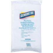 Genuine Joe Plastic Round Tablecovers - 84" Diameter - Plastic - White - 6 / Pack