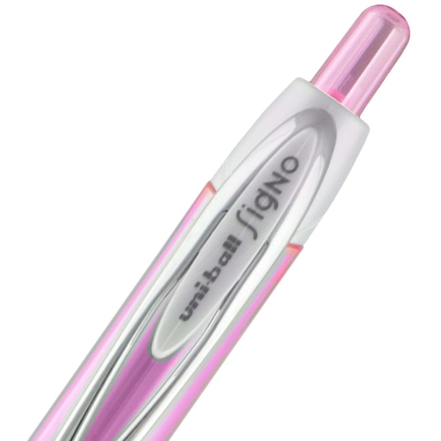 uniball™ 207 Pink Ribbon Gel Pens - 0.7 mm Medium Pen Point - Refillable - Retractable - Black Ink - Gel-based - Pink Barrel - 1 Each