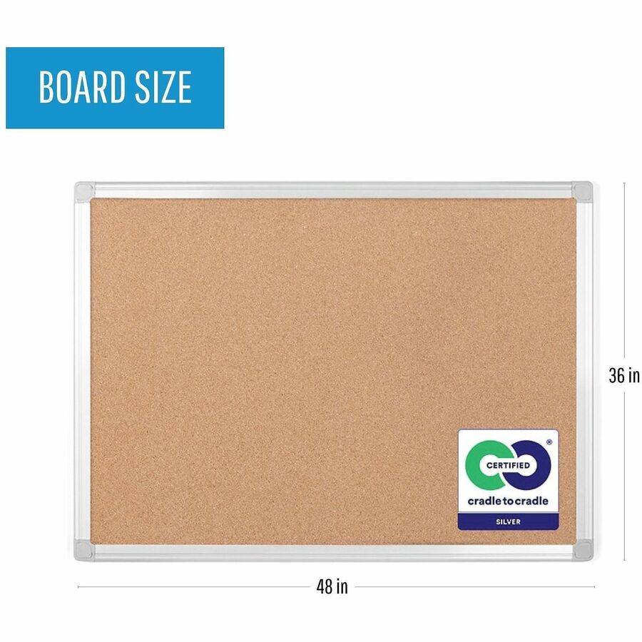 MasterVision Earth Series Recycled Cork Boards - 36" Board Height x 48" Board Width - Natural Cork Surface - Environmentally Friendly, Recyclable, Durable, Resilient, Sturdy - Wood Frame - 1 Each