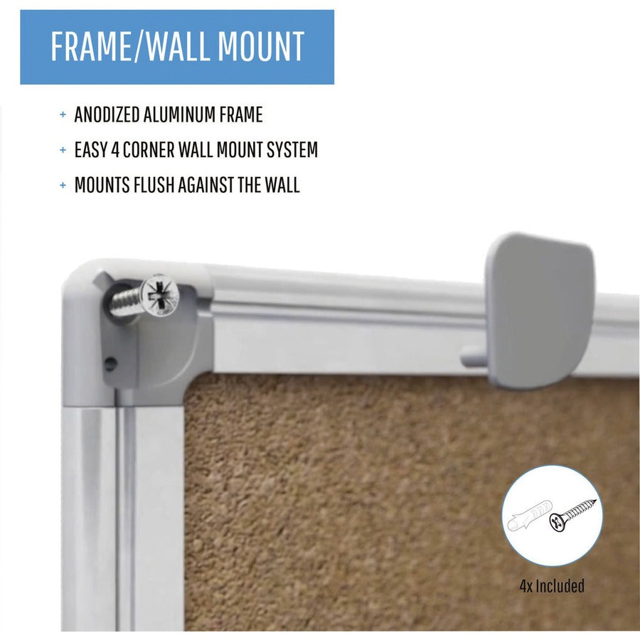 MasterVision Earth Series Recycled Cork Boards - 48" Board Height x 72" Board Width - Cork Surface - Aluminum Frame - 1 Each