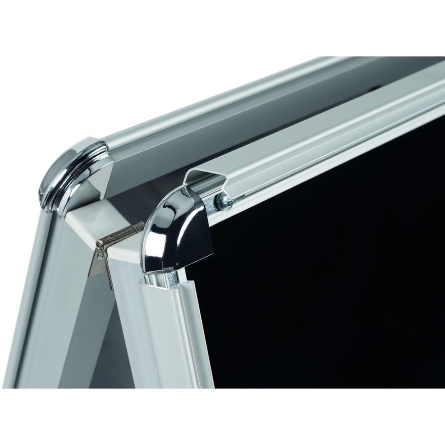 33" Board Height x 23" Board Width - Black Melamine Surface - Silver Aluminum Frame - 42" Height x 25" Width x 25.5" Depth - 1 Each